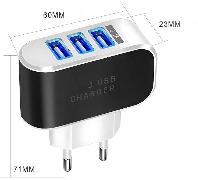 Greito įkrovimo įkroviklis 5W, 3x USB, Quick Charge 3.0