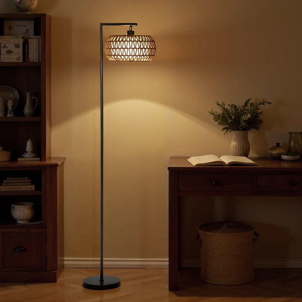 Grindinė LED lempa su dvigubu gaubtu, juoda, 52 × 33 × 170 cm