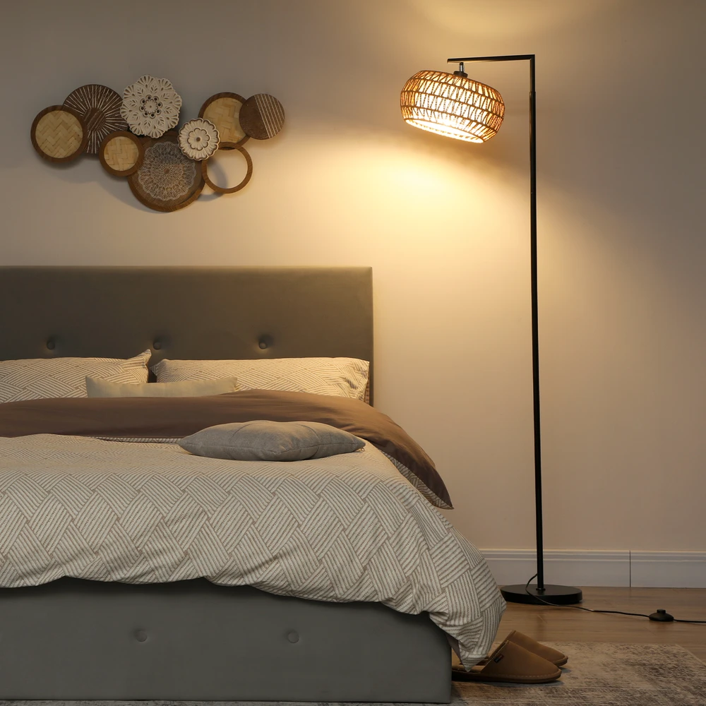 Grindinė LED lempa su dvigubu gaubtu, juoda, 52 × 33 × 170 cm