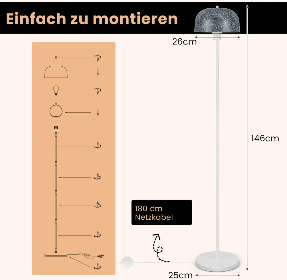 Grindinė lempa 146 cm