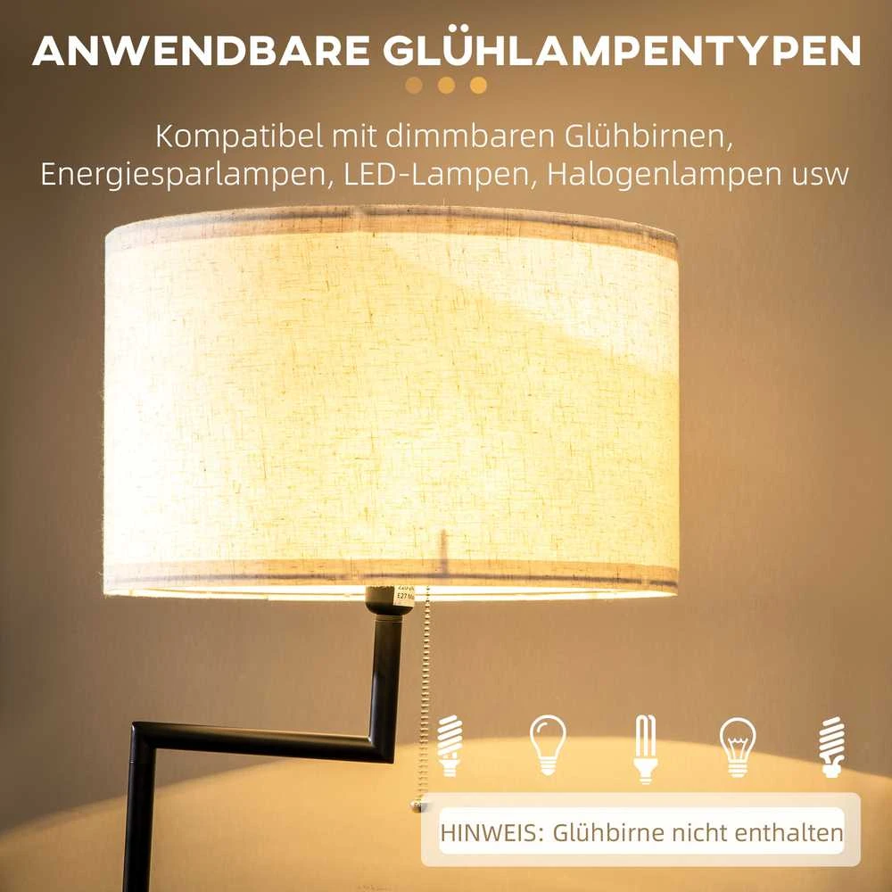 HOMCOM toršeras, pastatoma lempa su lentynėle, 40 W lempa su USB jungtimi, pastatomas šviestuvas, plienas, kreminė spalva, Ø40 x 168 cm, lemputė nepridedama
