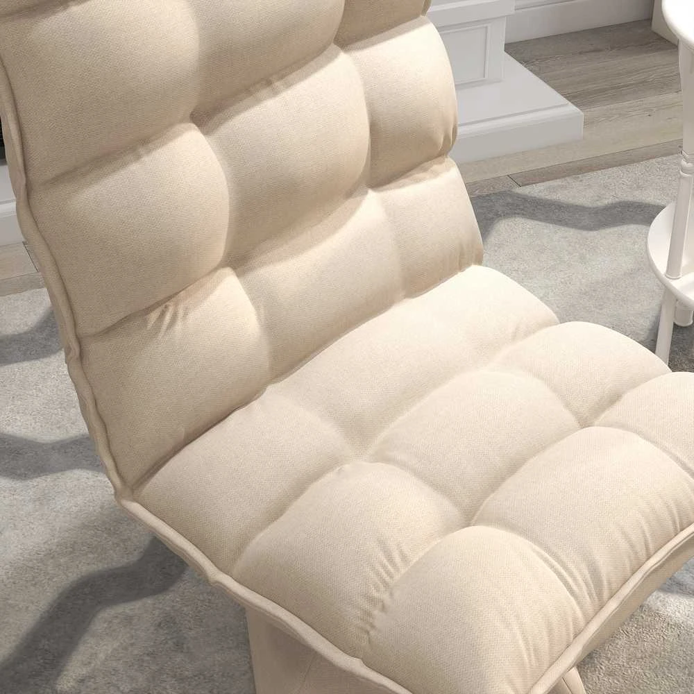 HOMCOM grindų kėdė, grindų sofa su reguliuojamu atlošu, besisukanti meditacijos kėdė su pagrindu, paminkštintas poilsio krėslas, tinginio sofa, smėlio spalvos