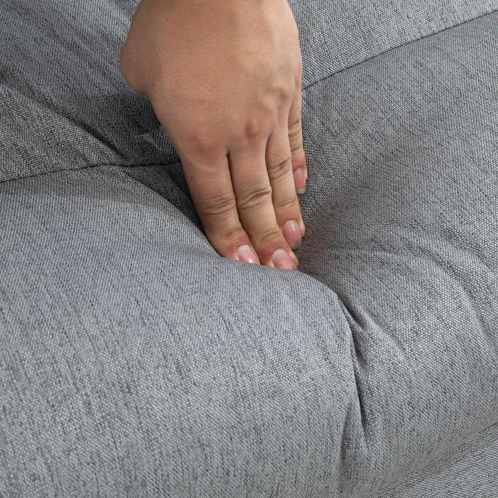HOMCOM grindinis krėslas su 6 padėčių reguliuojamu atlošu, sulankstomas meditacijos krėslas, lininio audinio išvaizda, paminkštinta grindų sofa svetainei, miegamajam, pilkas