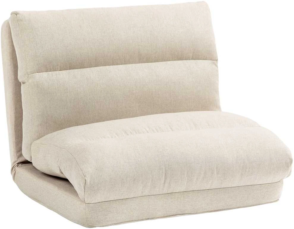 HOMCOM grindinis krėslas su 6 padėčių reguliuojamu atlošu, sulankstoma meditacijos kėdė su lino efektu, paminkštinta grindų sofa svetainei, miegamajam, smėlio spalvos