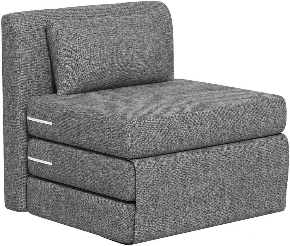 HOMCOM 2-in-1 sulankstomas grindų fotelis, sofos lova su lino audinio išvaizda, paminkštinta grindų kėdė, atlaikanti iki 240 kg, svetainei, miegamajam, pilka