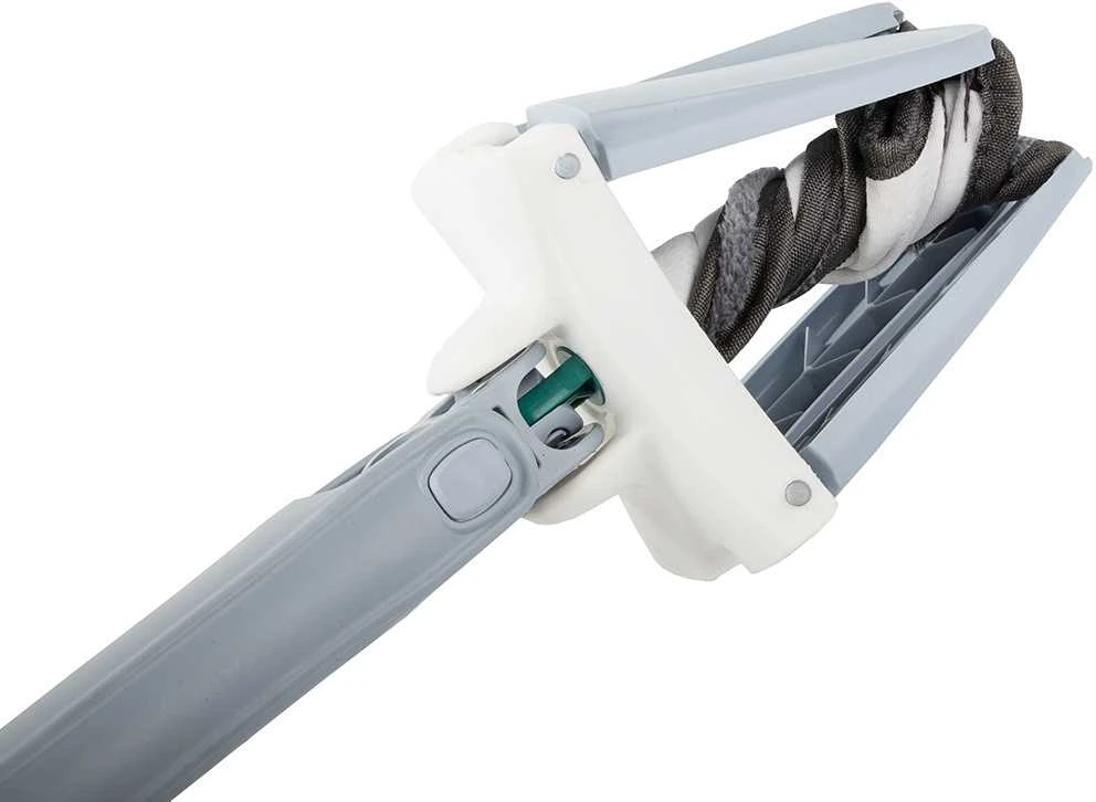 Grindų plovimo šluota su išgręžimo mechanizmu 110 cm, balta-pilka