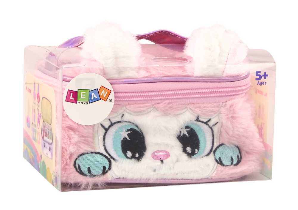 Lean Toys Grožio rinkinys su pliušine kosmetine ir katės motyvu