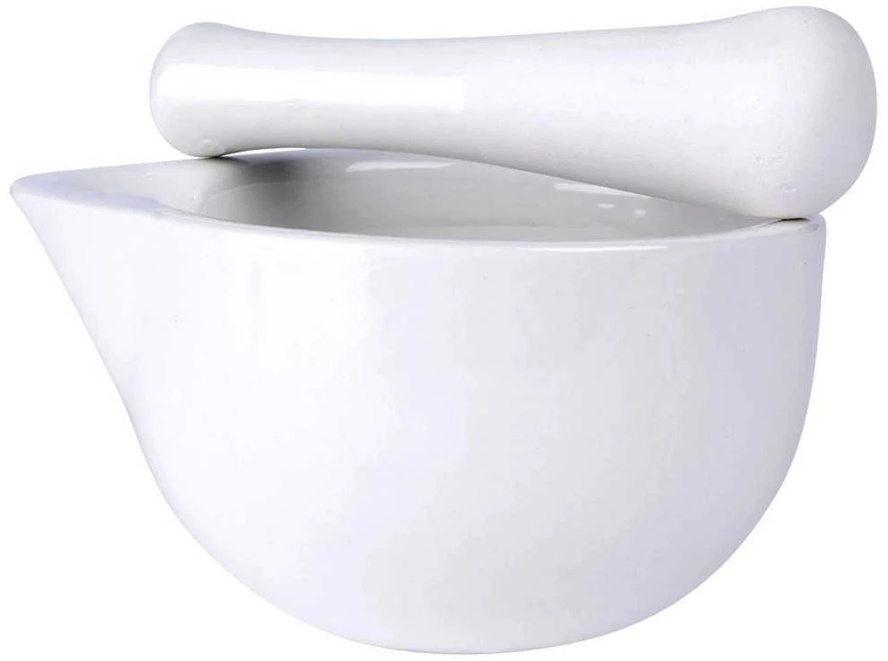 Excellent Houseware Porceliano prieskonių grūstuvė balta - stovėti ir praktiška