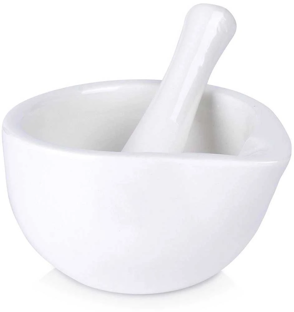 Excellent Houseware Porceliano prieskonių grūstuvė balta - stovėti ir praktiška