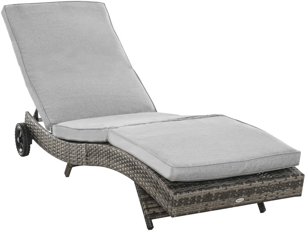 Outsunny poliratano gultas, sodo gultas su pagalve, 5 padėčių reguliuojamas, S formos, metalinis, pilkas, 207 x 70 x 70 cm