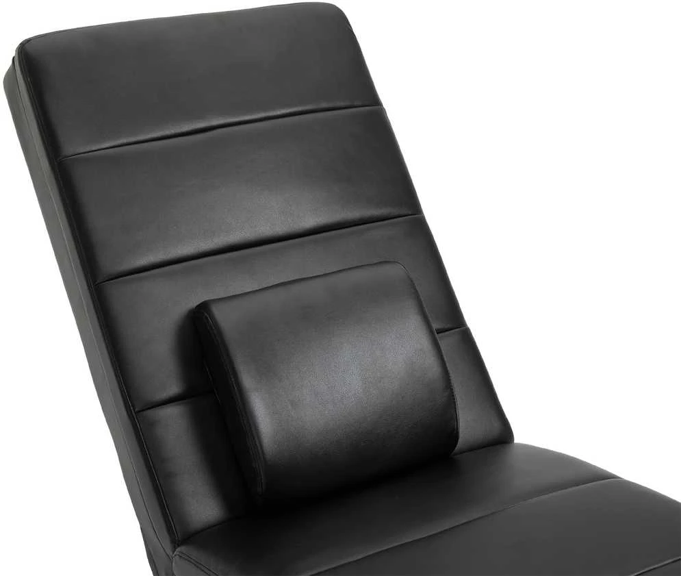 HOMCOM poilsio gultas su masažo funkcija, aukštu atlošu ir pagalve, dirbtinė oda, metalas, porolonas, juodas, 58 x 163 x 87 cm