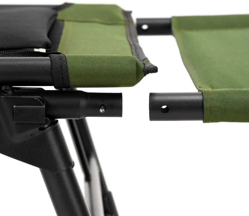 Springos Gultas su 5 padėčių reguliuojamu atlošu ir reguliuojamomis kojelėmis, tamsiai žalias / juodas, 110 cm