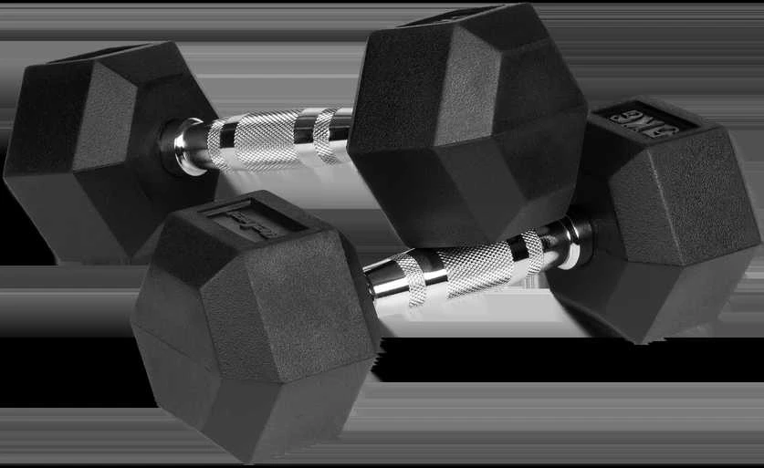 Gumuoti ketaus hanteliai HEX 2x5kg, REBEL ACTIVE