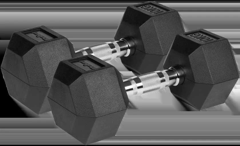 Gumuoti ketaus hanteliai HEX 2x10kg, REBEL ACTIVE