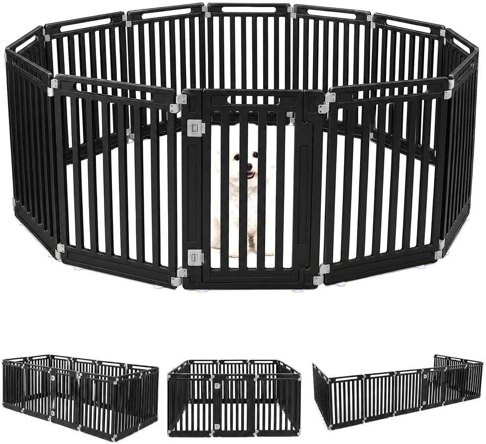 Gyvūnų aptvaras iš HDPE plokščių, juodos ir baltos spalvos, 53,3 × 80 cm