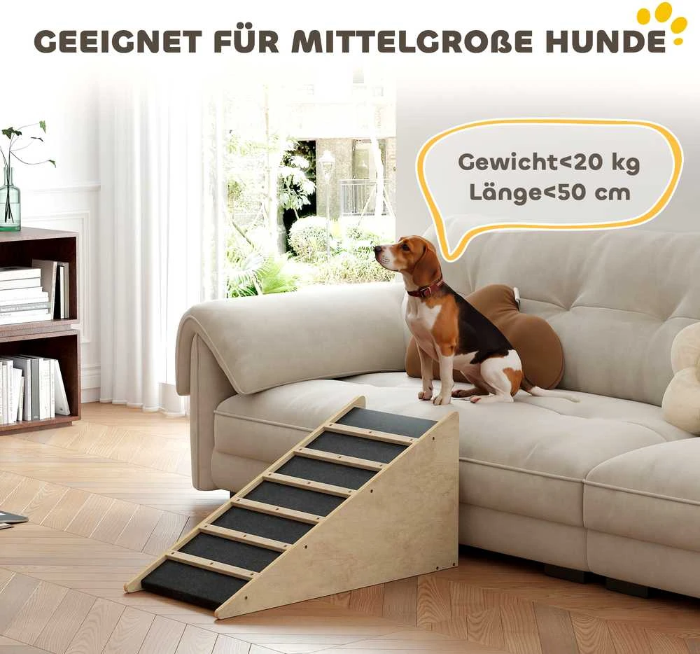 PawHut šunų rampa, neslidi naminių gyvūnėlių rampa automobiliui, įlipimo pagalba vidutinio dydžio šunims iki 20 kg, 90x40x45 cm