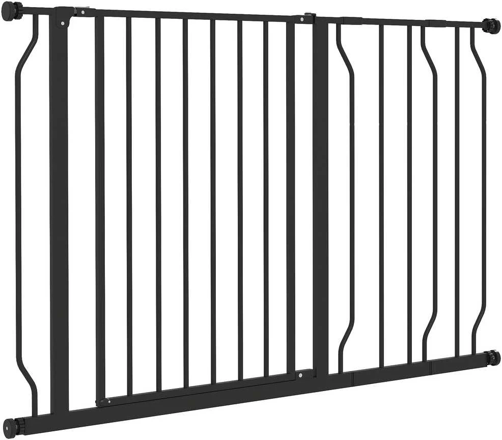 PawHut šunų apsauginiai varteliai, 75–115 cm, metaliniai, juodi | Aosom
