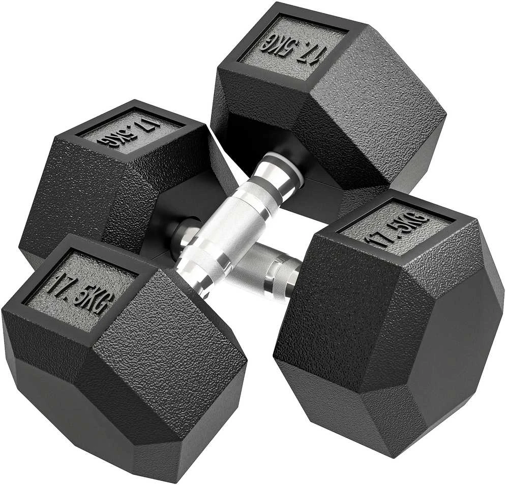 HOMCOM trumpoji štanga, 35 kg svoris, hantelis, svarmuo, neslystanti rankena, juoda + sidabrinė