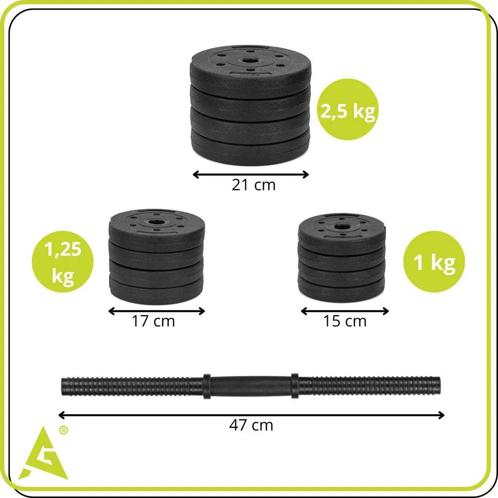 Springos Hanteliai 2 x 15 kg juodi