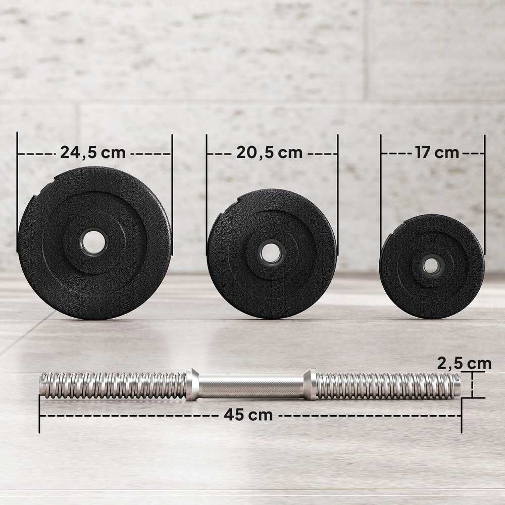 Reguliuojamo svorio hantelių rinkinys 40 kg, 2 hantelių rinkinys su 12 svorio plokštelių