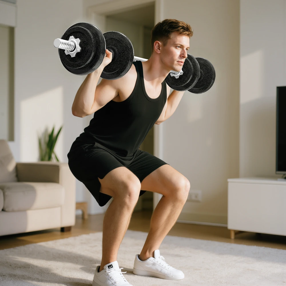 Hanteliai ir štanga 20 kg 16 vnt.