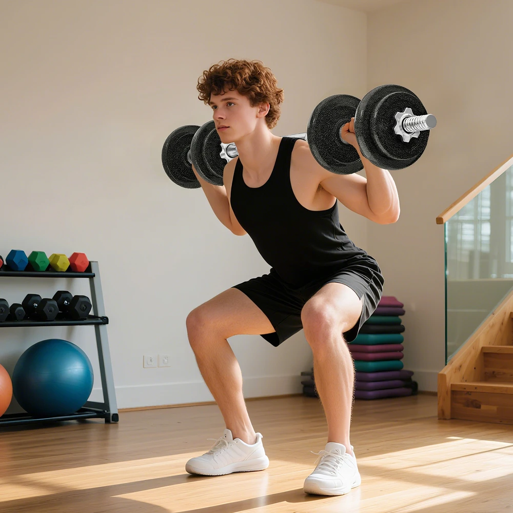 Hanteliai ir štanga 20 kg 16 vnt.