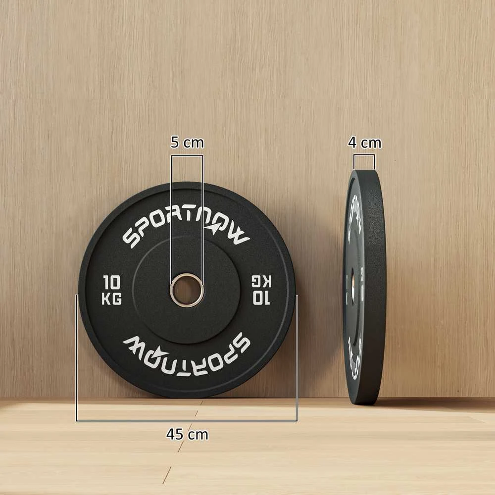 SPORTNOW svorių rinkinys, 2 x 10 kg, svorių diskų rinkinys, svoriai 5 cm grifui, Ø 50 mm kiaurymė, juoda