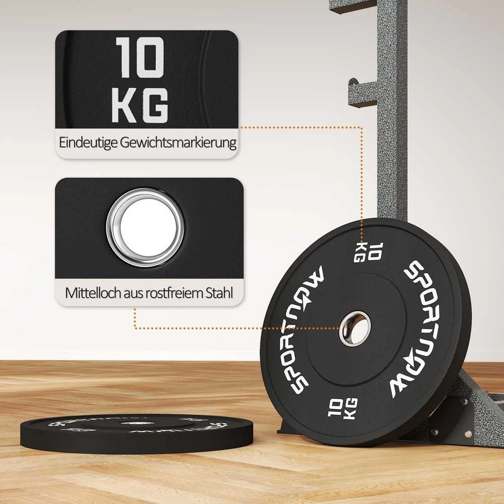 SPORTNOW svorių rinkinys, 2 x 10 kg, svorių diskų rinkinys, svoriai 5 cm grifui, Ø 50 mm kiaurymė, juoda