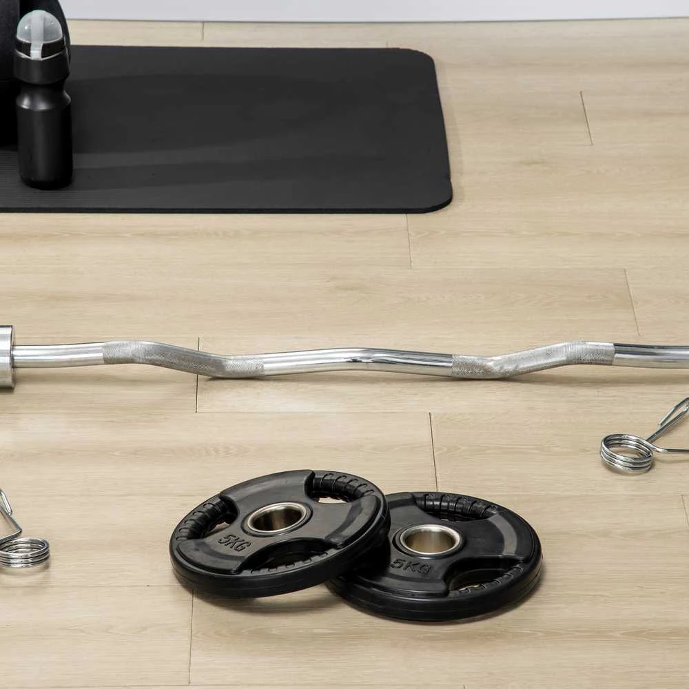 SPORTNOW svorių plokštės, 2 vnt. rinkinys, Tri-Grip, 2 x 5kg, gumuotos olimpinės plokštės, apsaugančios grindis, 5 cm skylė, trys rankenos, jėgos treniruotėms