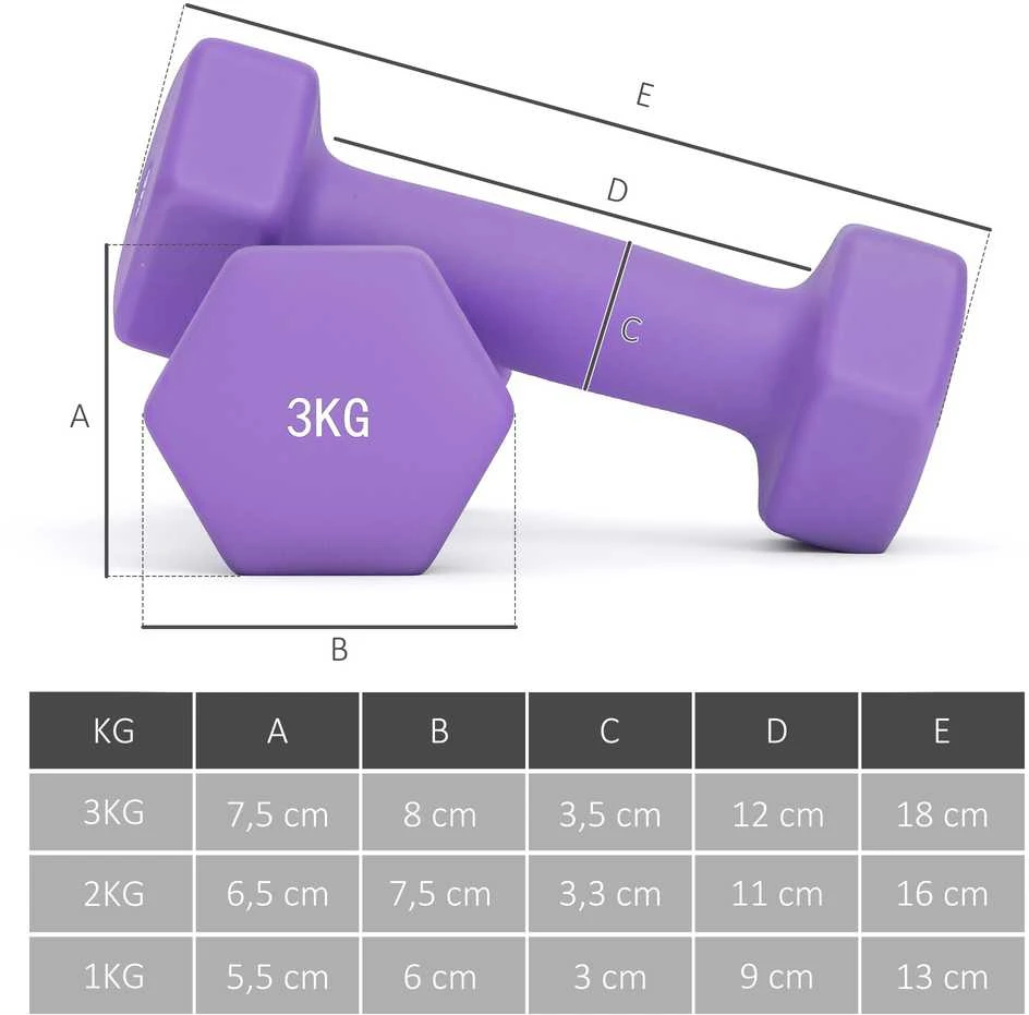 Hantelių rinkinys 2 × 1kg, 2 × 2kg, 2 × 3kg