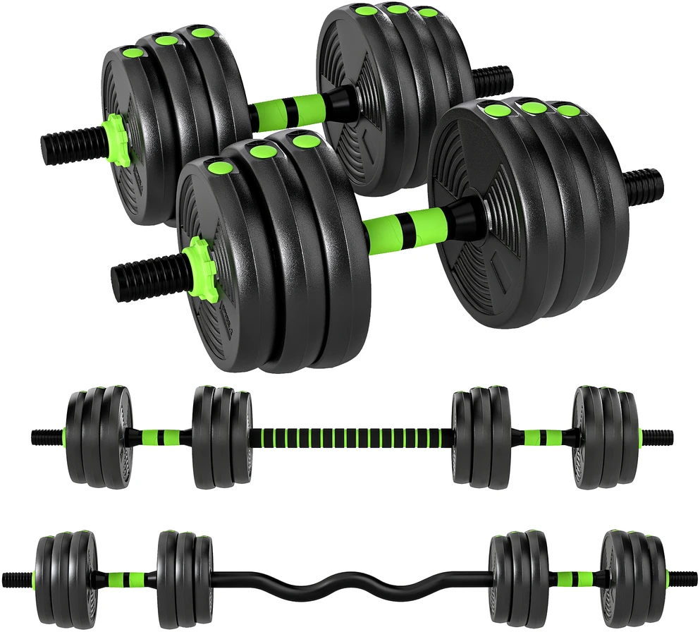SPORTNOW reguliuojamų hantelių rinkinys 20 KG, hantelių ir štangų komplektas jėgos treniruotėms
