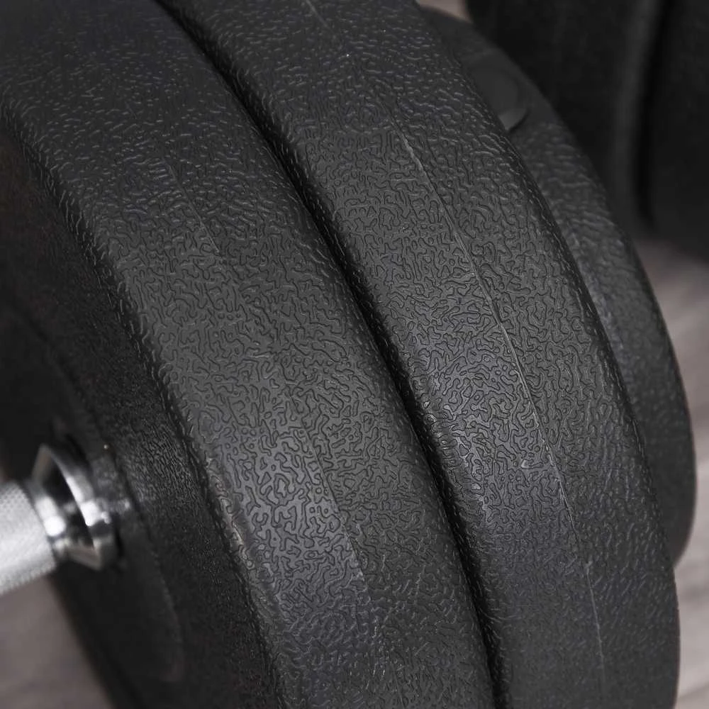 HOMCOM hantelių rinkinys, 2 vnt. trumpųjų hantelių, 50 kg hantelių rinkinys su 2 hantelių strypais, 12 svorių ir 4 žvaigždutės formos užraktais, plieno, juodas