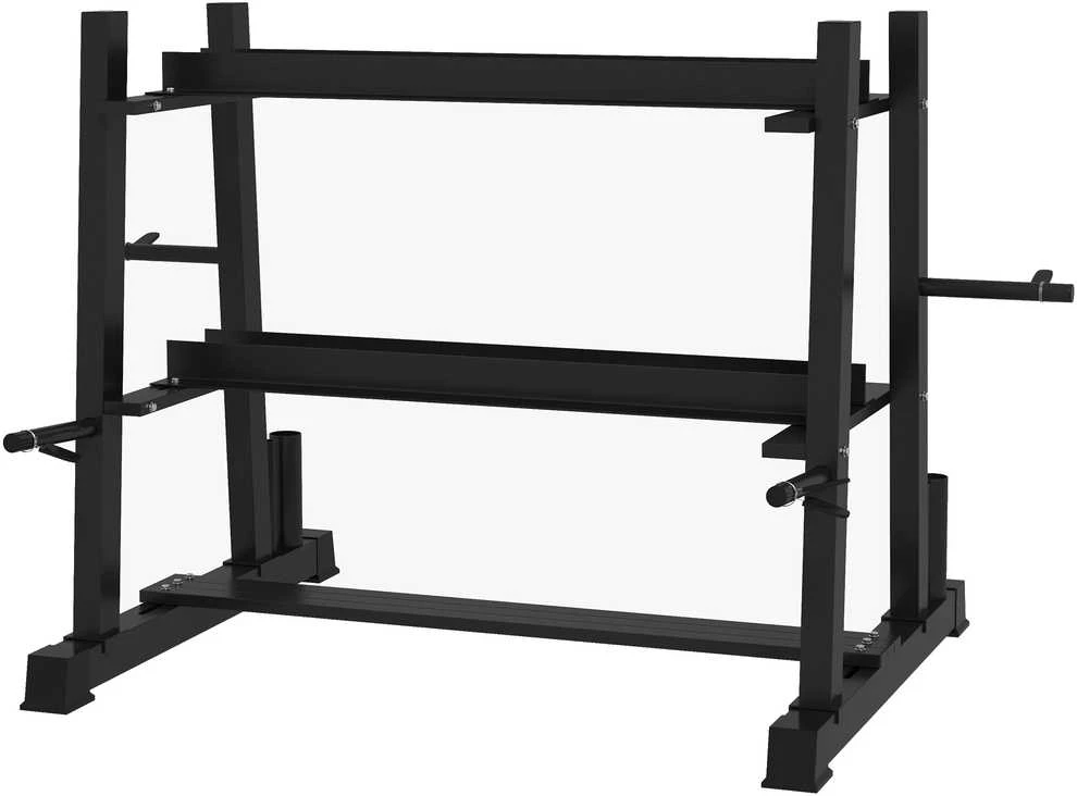 SPORTNOW hantelių stovas 3 lygių iki 200 kg, plieno, juodas, 131x75x80 cm