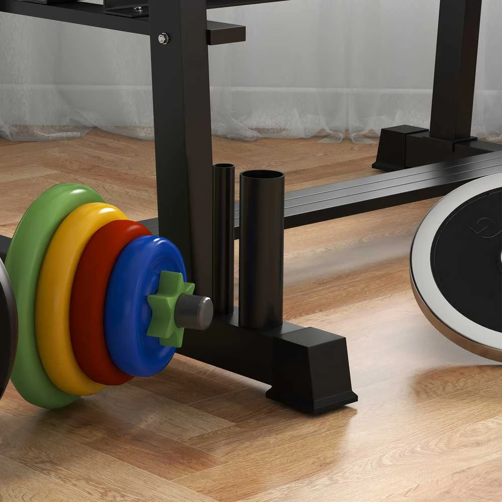 SPORTNOW hantelių stovas 3 lygių iki 200 kg, plieno, juodas, 131x75x80 cm