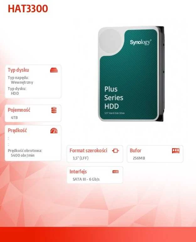 Synology Sinologija | Kietasis diskas | HAT3300-4T | 5400 RPM | 4000 GB