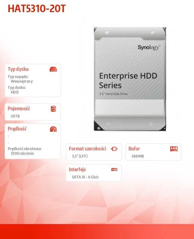 „Synology“ kietasis diskas | HAT5310-20T | 7200 RPM | 20000 GB