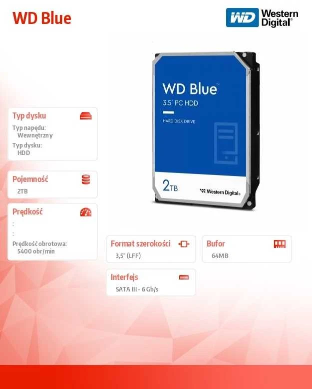 Sandisk Kietasis diskas - WD Mėlyna 2 TB 3,5" SATA