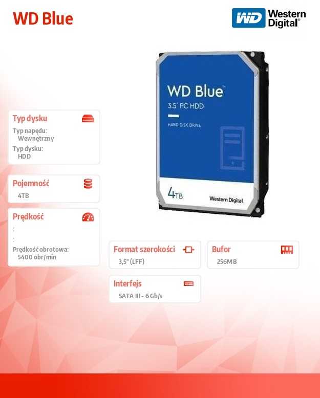 SanDisk WD Mėlyna 4TB SATA 3.5inch 6 Gb/s PC HDD