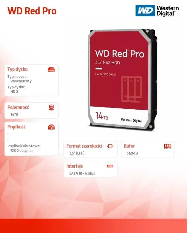 Vidinis kietasis diskas - Western Digital Raudona WD142KFGX 14 TB 3.5" Serial ATA III