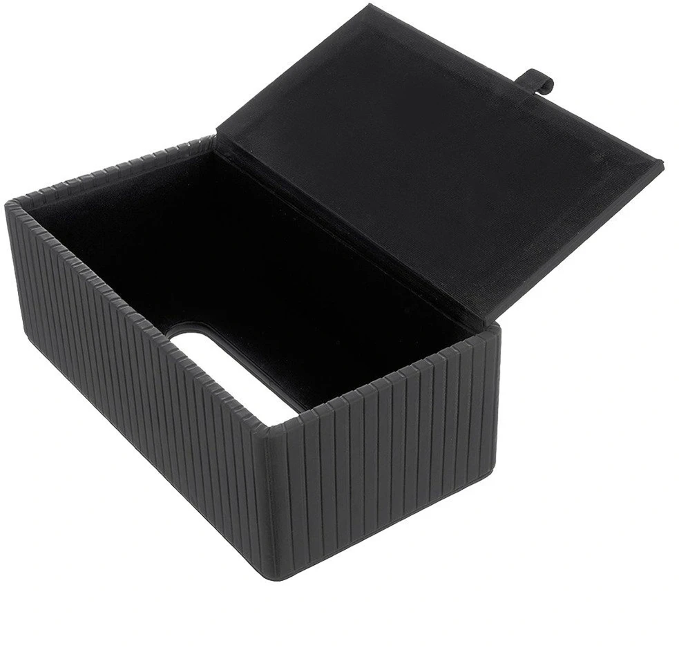 Higieninių servetėlių dėklas iš dirbtinės odos, juodas, 25 × 13,5 × 8,5 cm