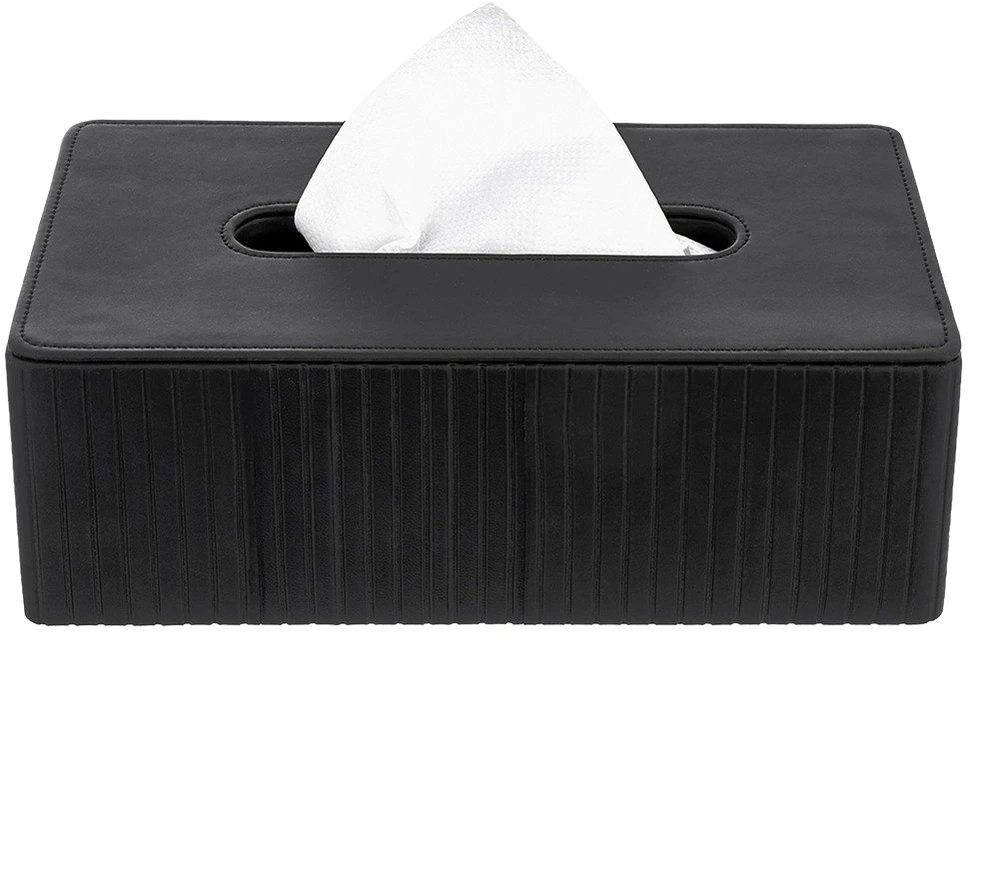 Higieninių servetėlių dėklas iš dirbtinės odos, juodas, 25 × 13,5 × 8,5 cm