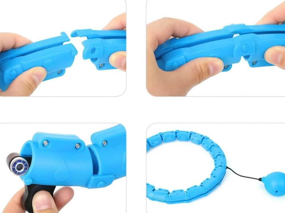 Hula lankas su svoriu ir masažu, 45 cm, mėlynas