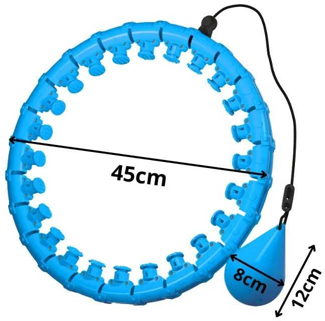 Hula lankas su svoriu ir masažu, 45 cm, mėlynas