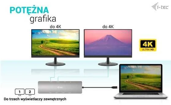I-tec USB-C Metal Nano 2x HDMI LAN maitinimo tiekimas 100W