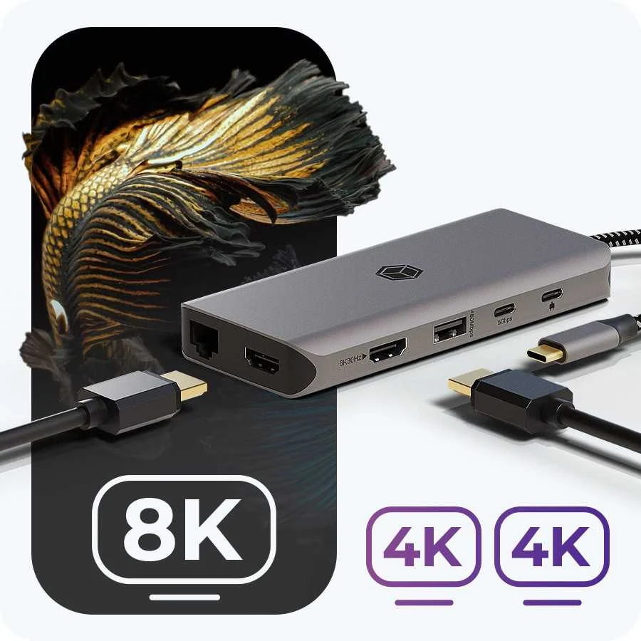 Icy Box 12w1 stotelė su HDMI ir 8K raiška