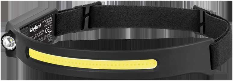 Rebel Įkraunamas priekinis žibintas (5W COB + 3W LED) - galvos juosta