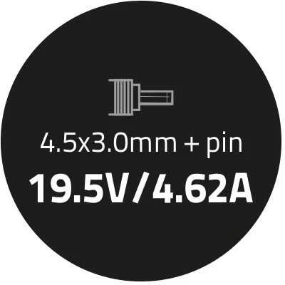 QOLTEC 50052 Nešiojamas kompiuteris AC power adapter 90W 19.5V 4.62A 4.5x3.0+pin