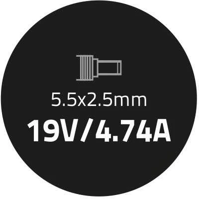 QOLTEC 50070 Nešiojamas kompiuteris AC power adapter 90W 19V 4.74 A 5.5x2.5 +power cable