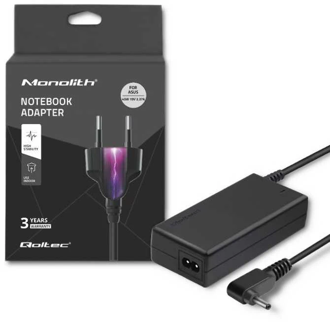 QOLTEC 51506 Nešiojamas kompiuteris AC power adapter f Asus 45W 19V 2.37A 4.0x1.35