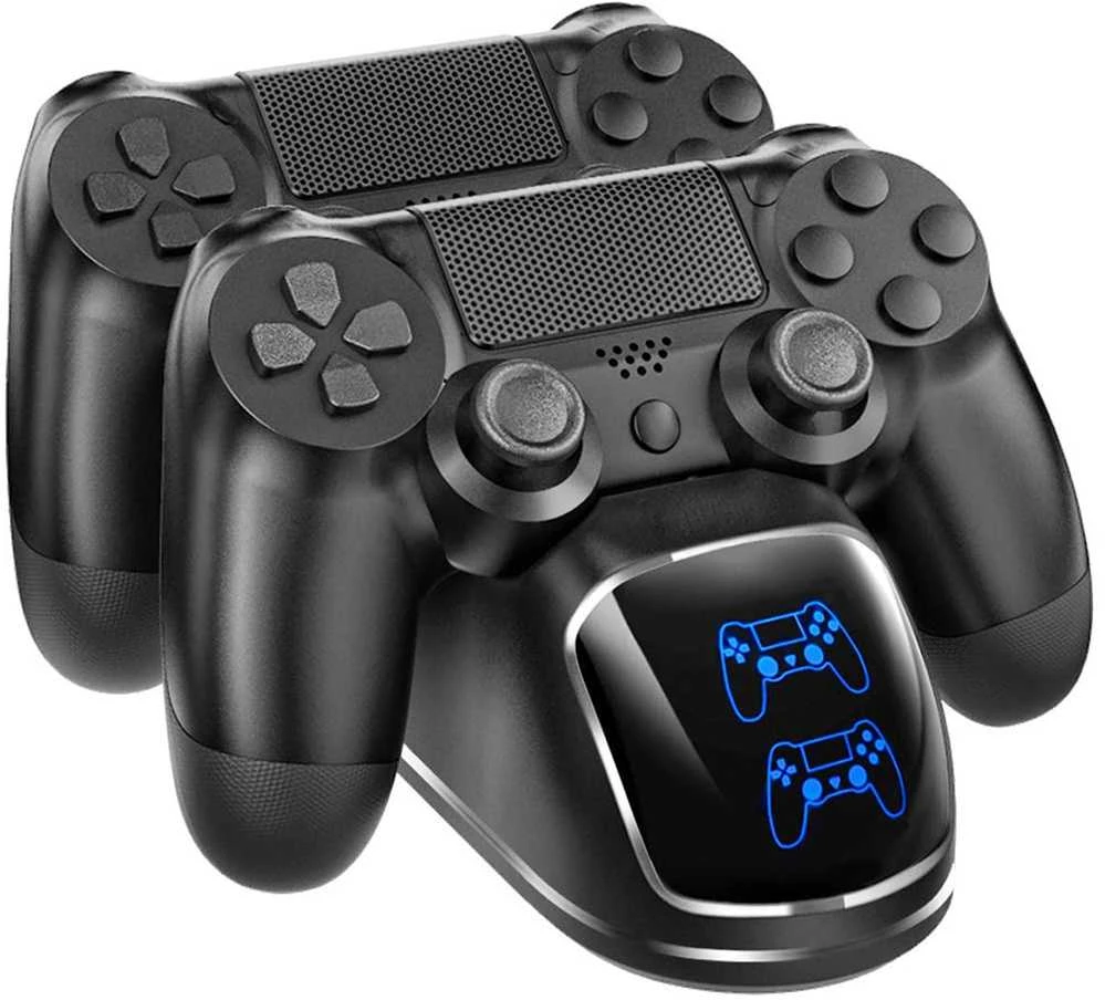 Įkrovimo stotelė PS4 valdikliams, 2 lizdai, LCD ekranas